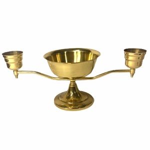 Goldtone Metal Floral/Candle 15” Table Centerpiece